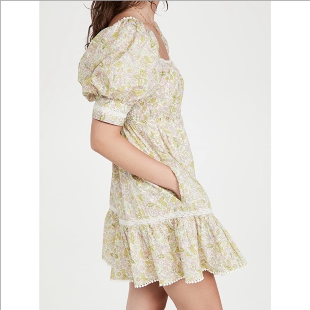 LOVE THE LABEL Square Neck Puff Sleeve Floral Mini Dress Size Large NWT